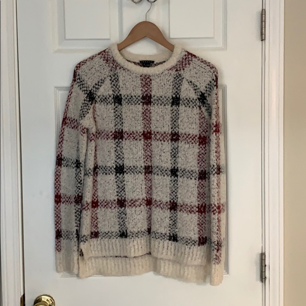 Theory check patterned sweater